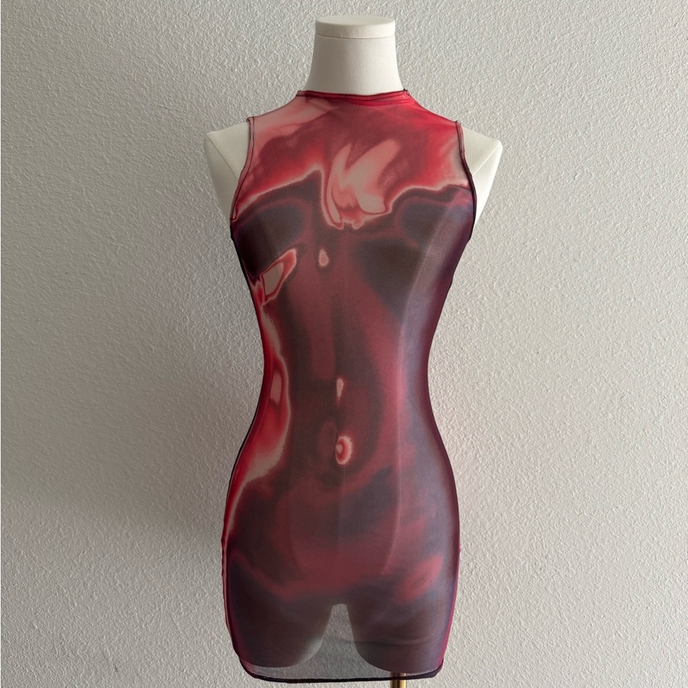 EGO Plum and Black Sheer Mesh Dress